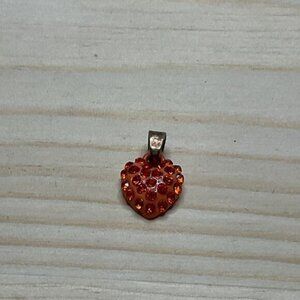 Heart-Shaped Red Pendant With Rhinestones